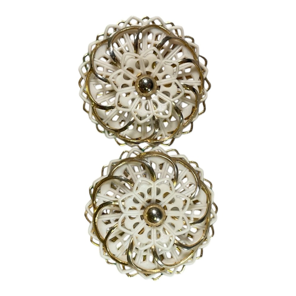 Vintage Flower Clip On Earrings